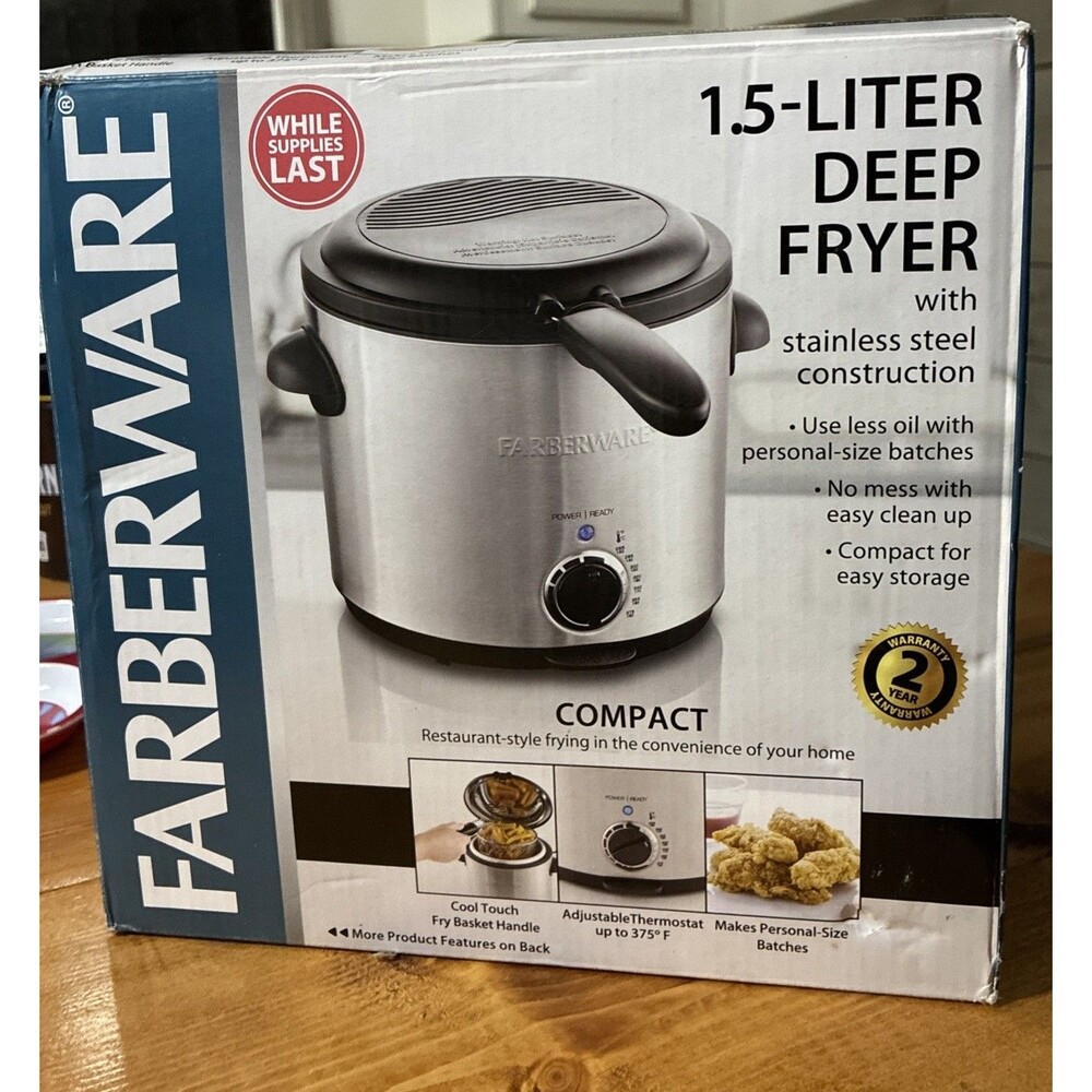 Farberware 1.5 Liter Deep Fryer Stainless Steel Compact Brand New